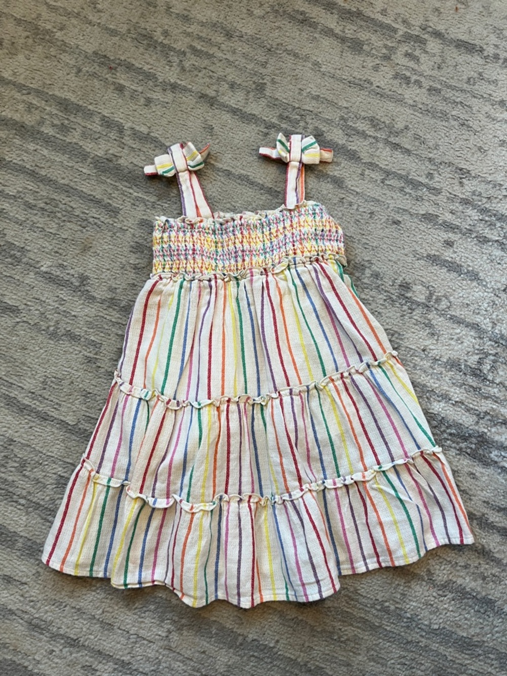Cat & Jack White Multicolor Striped Tiered Sundress